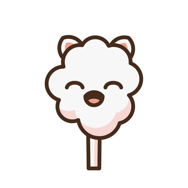 Cotton Candy Peach Kat Emoji Vector Character Anime Style Cartoon — Stock Vector