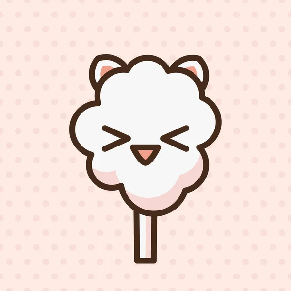 Cotton Candy Peach Kat Emoji Vector Character Anime Style Cartoon — Image vectorielle