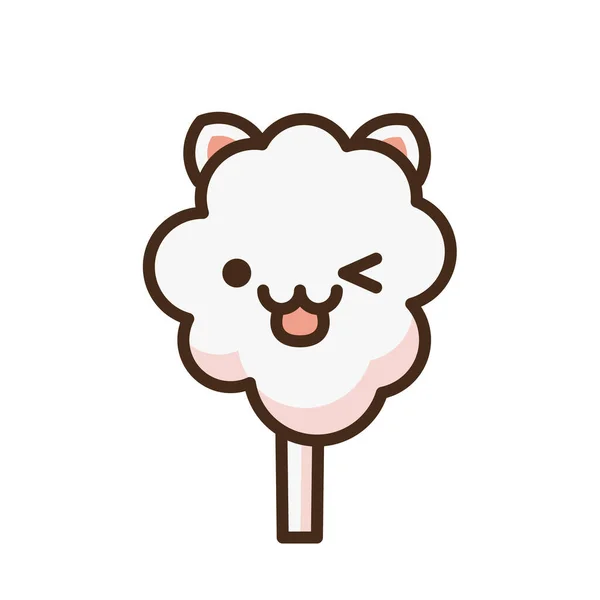 Cotton Candy Peach Kat Emoji Vector Character Anime Style Cartoon — Vector de stock