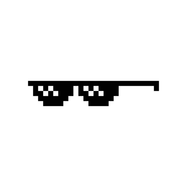 Black Pixel Boss Glasses Meme Vector Illustration Thug Life Design — Stock Vector