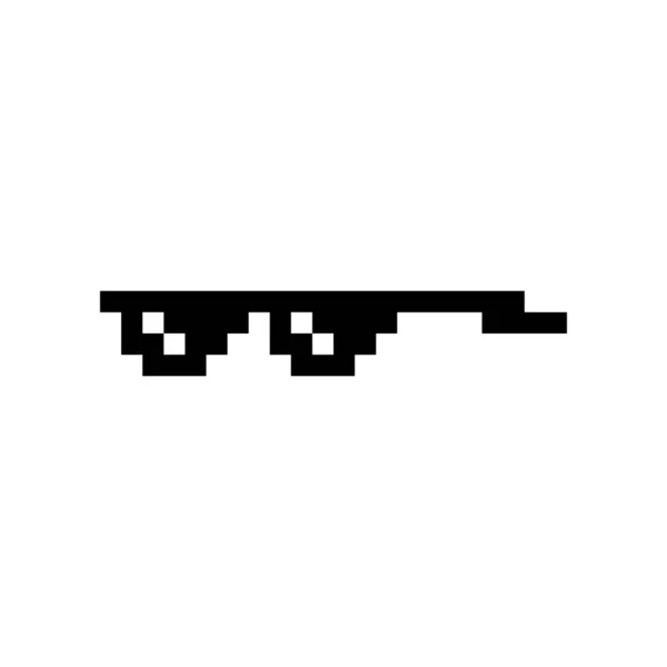 Schwarze Pixel Boss Brille Meme Vektor Illustration Thug Lebensgestaltung Bit — Stockvektor