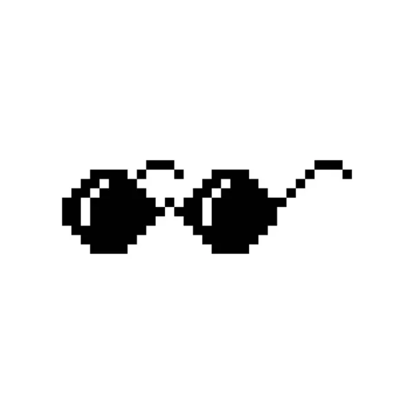 Schwarze Pixel Boss Brille Meme Vektor Illustration Thug Lebensgestaltung Bit — Stockvektor