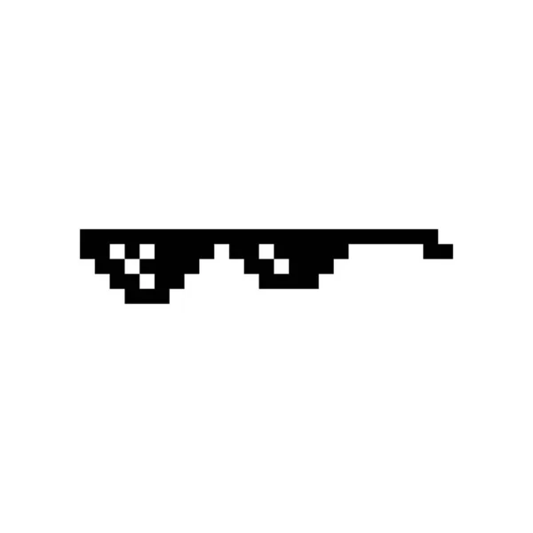 Svart Pixel Boss Glasögon Meme Vektor Illustration Kasta Livs Design — Stock vektor