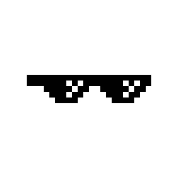 Schwarze Pixel Boss Brille Meme Vektor Illustration Thug Lebensgestaltung Bit — Stockvektor