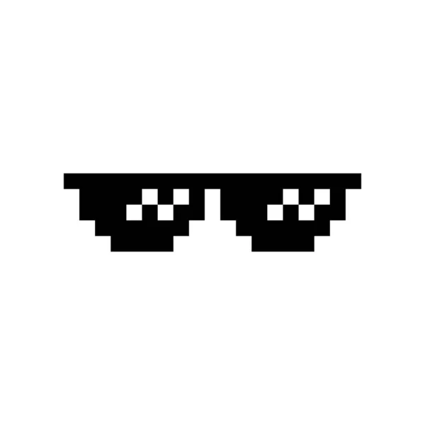 Schwarze Pixel Boss Brille Meme Vektor Illustration Thug Lebensgestaltung Bit — Stockvektor