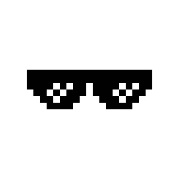 Schwarze Pixel Boss Brille Meme Vektor Illustration Thug Lebensgestaltung Bit — Stockvektor