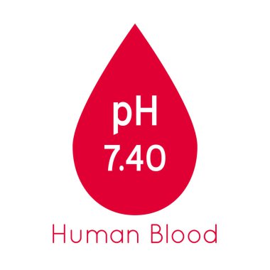 Human blood pH vector icon. Isolated illustration of cardiovascular system health. Normal, alkaline or acidic value. Medical hemathology badge.