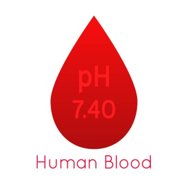 Human blood pH vector icon. Isolated illustration of cardiovascular system health. Normal, alkaline or acidic value. Medical hemathology badge.