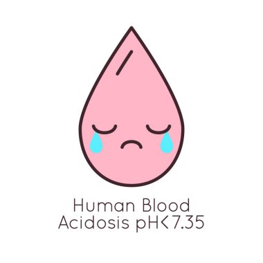 Human blood pH vector icon. Isolated illustration of cardiovascular system health. Normal, alkaline or acidic value. Medical hemathology badge.