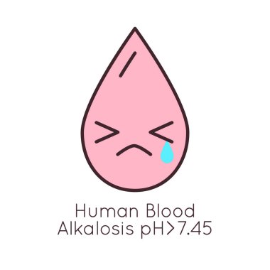 Human blood pH vector icon. Isolated illustration of cardiovascular system health. Normal, alkaline or acidic value. Medical hemathology badge.