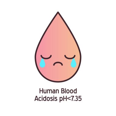 Human blood pH vector icon. Isolated illustration of cardiovascular system health. Normal, alkaline or acidic value. Medical hemathology badge.