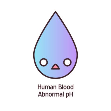 Human blood pH vector icon. Isolated illustration of cardiovascular system health. Normal, alkaline or acidic value. Medical hemathology badge.