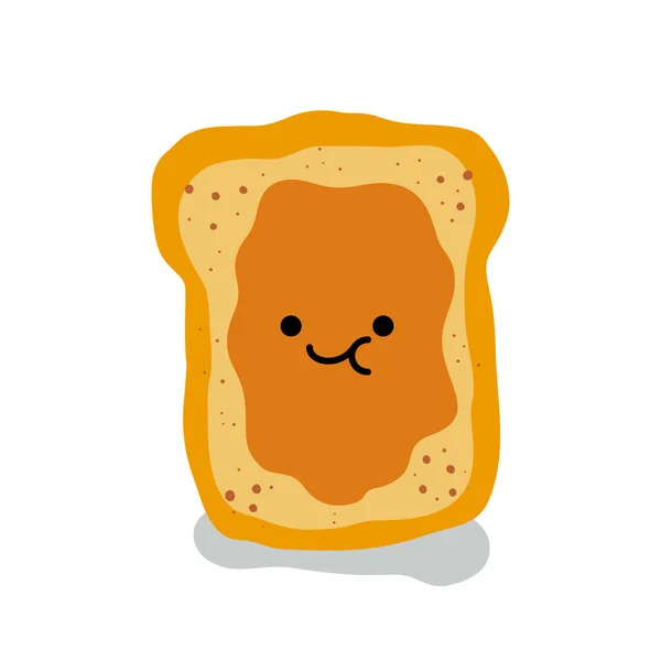 Pindakaas Gelei Jam Een Toast Vector Illustratie Grappige Hand Getekend — Stockvector