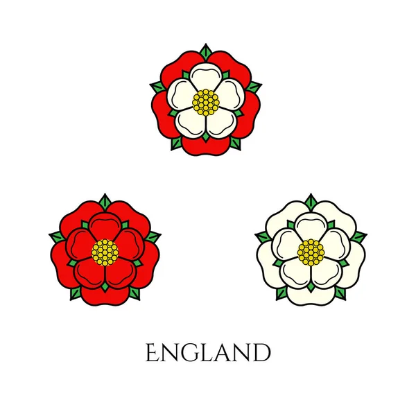 Tudor Rose Vector Isolated Icons Set Traditional Heraldic Emblem England — Stockvektor