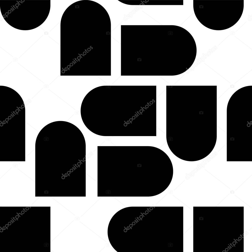 Boho seamless pattern in a minimal mid century modern style. Celestial geometry Vector texture design. Geometric black and white background for cosmetics, tattoo, Spa, social media.