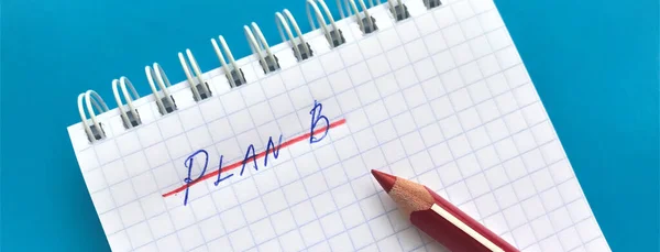 Banner Con Planificación Tengo Plan Sobre Fondo Azul Brillante Cuaderno —  Fotos de Stock