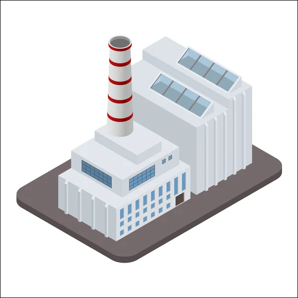 Icono de edificios industriales isométricos vectoriales. Paisaje de fábrica . — Vector de stock