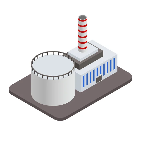 Icono de edificios industriales isométricos vectoriales. Paisaje de fábrica . — Vector de stock