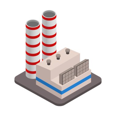 Vektör izometrik endüstriyel Fabrika binaları simgesi. Fabrika manzara.