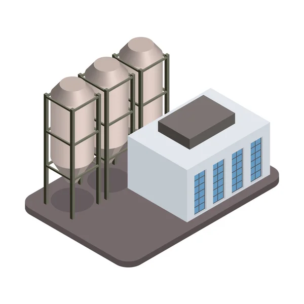 Vektor izometrikus ipari üzem épület ikonra. Gyári táj. — Stock Vector