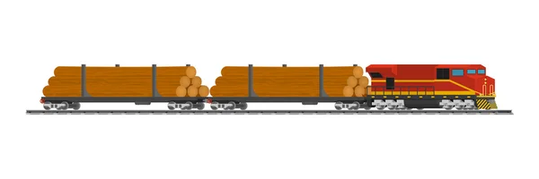 Tren trenes coches de madera en la estación de tren — Vector de stock