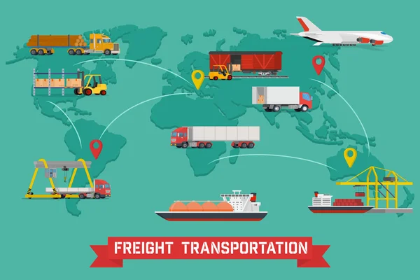 Trasporto merci e imballaggio Infografica — Vettoriale Stock