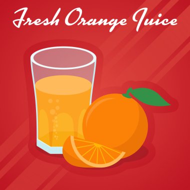 Juice in a glass and cuts sweet orange