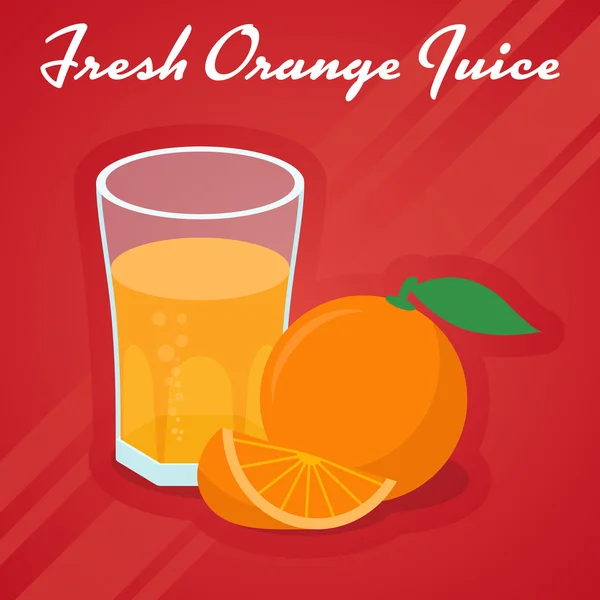 Juice in a glass and cuts sweet orange — Stock Vector