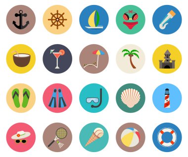 Simgeler yaz plaj tatil seti