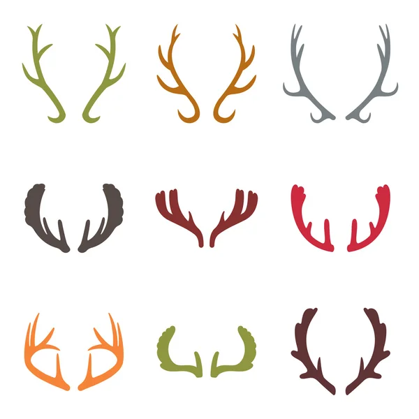 Vector set of vintage deer antlers — Stock Vector
