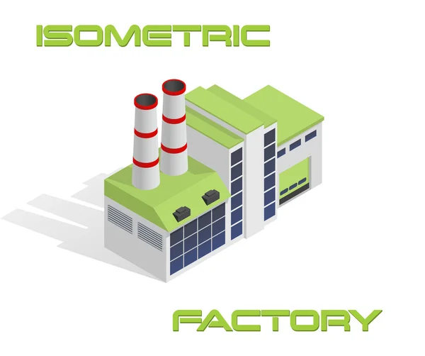 Vector isometric modern industrial and manufacturing factory building icon — Stock Vector