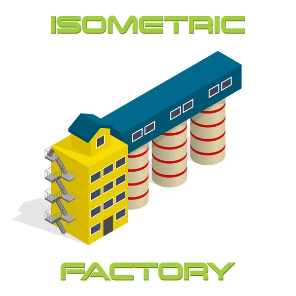 Vector isometric modern industrial and manufacturing factory building icon — Stock Vector