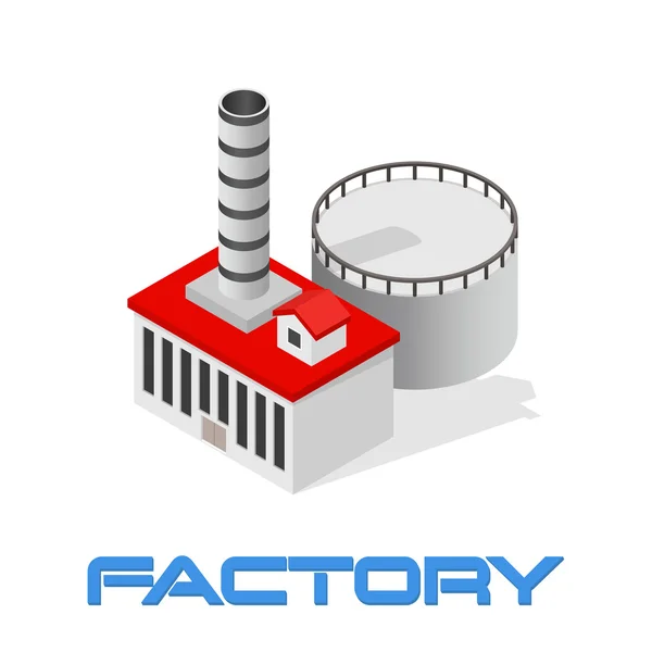 Vector isometric modern industrial and manufacturing factory building icon — Stock Vector