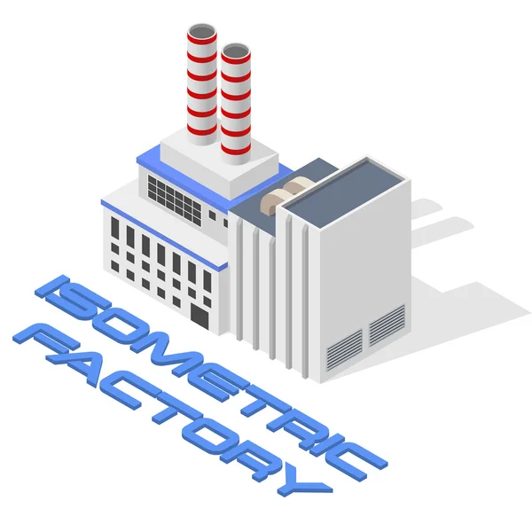 Vector isometric modern industrial and manufacturing factory building icon — Stock Vector