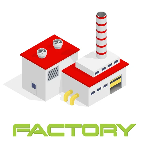 Vector isometric modern industrial and manufacturing factory building icon — Stock Vector