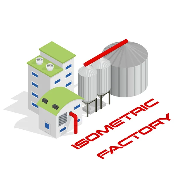 Vector isometric modern industrial and manufacturing factory building icon — Stock Vector