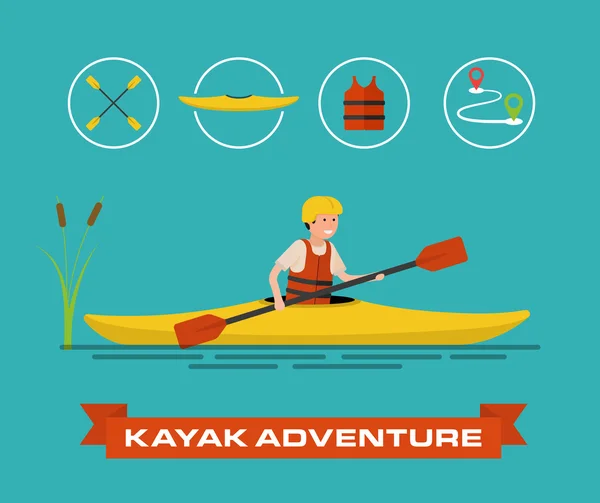 Vector illustration of a cartoon kayaker. — Stock Vector