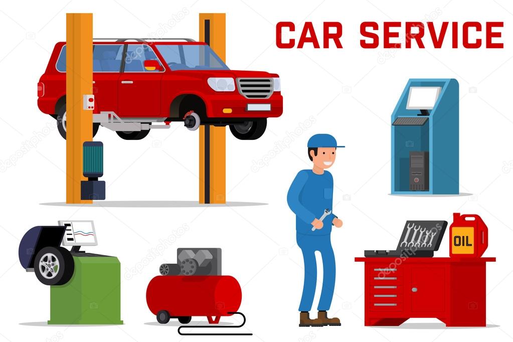 Car services car maintenance repair and diagnostics. Tire fitting