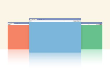 Çok Internet tarayıcı windows yansıması ile kopya alanı metni ile renkli. Fikir - mobil internet, Cloud Computing, Html Programlama