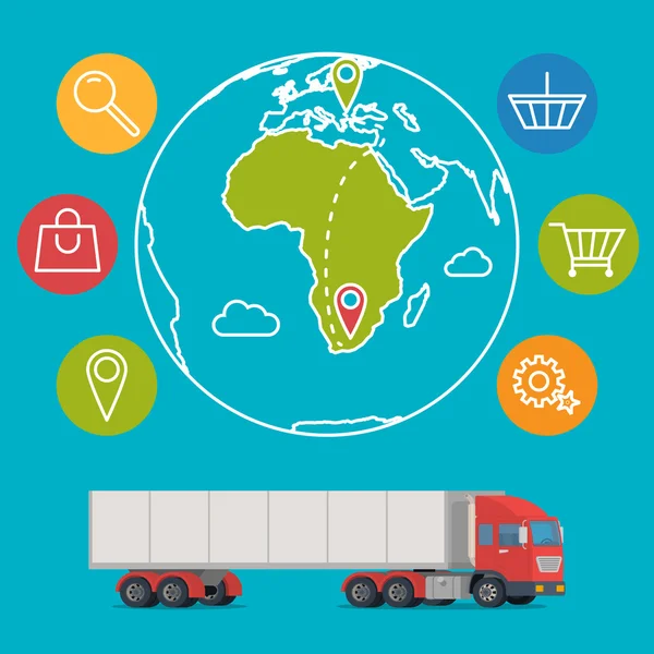Vektorbakgrund leverans service koncept. Logistik i näringslivet. — Stock vektor