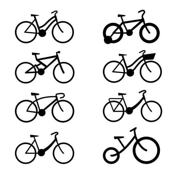 Icono de bicicleta conjunto con sombra — Vector de stock