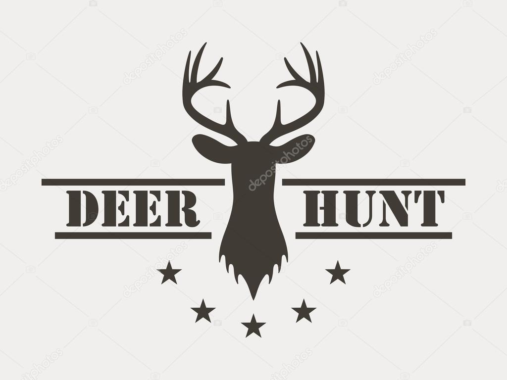 Deer hunt. Hunting club logo in vintage style.