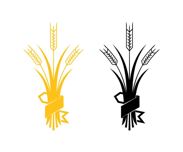 Orejas de trigo, cebada o centeno vector iconos gráficos visuales — Vector de stock