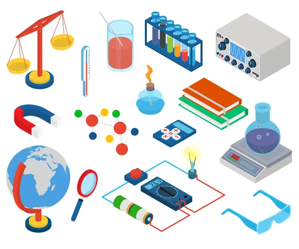 Educação e Escola, Laboratório de Investigação Científica — Vetor de Stock