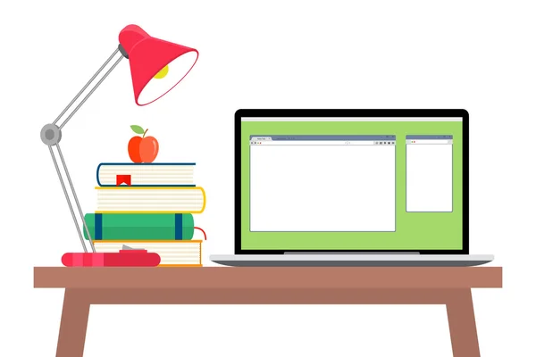 Banner orizzontale piatto per l'educazione online con tutorial a distanza ed elementi di formazione illustrazione vettoriale isolata — Vettoriale Stock