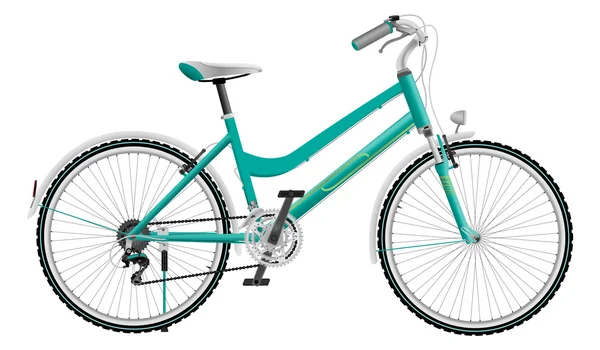 Bicicleta de esportes ciano da senhora — Vetor de Stock