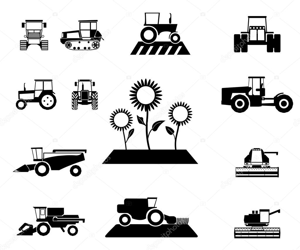 vector agricultural vehicles set