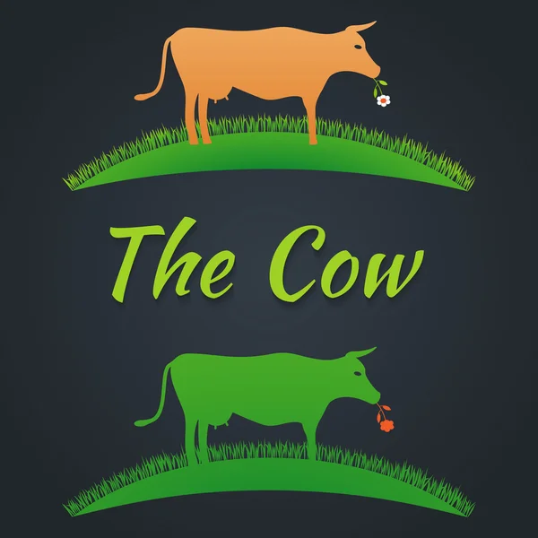 Etiqueta vaca no gramado — Vetor de Stock