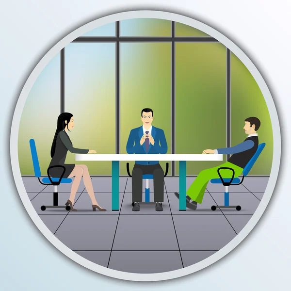 Business people sitting at the negotiating table in the office. — Stock Vector