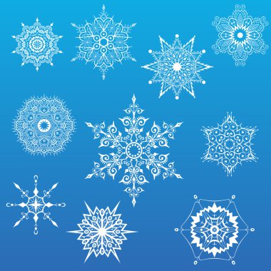 Dekoratif vektör kar taneleri kümesi